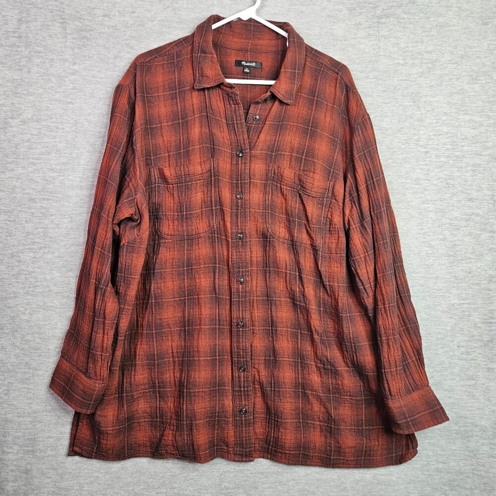 Madewell Women's Flannel Button Down Burnished Mahogany Shirt Sz 1X